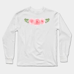 THREE PINK WATERCOLOR FLOWERS Long Sleeve T-Shirt